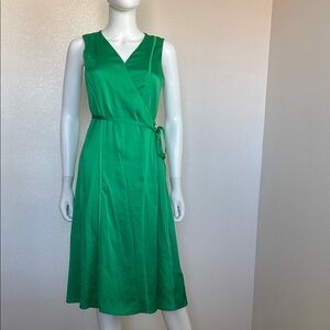 Banana Republic Green Wrap Midi Dress Sleeveless V-Neck